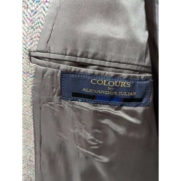 Colours by Alexander Julian Men's Tan Vintage Silk Tweed Jacket Size 41L - Picture 2 of 6